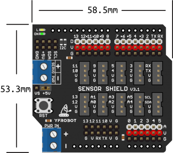 Arduino UNO R3 擴展板尺寸